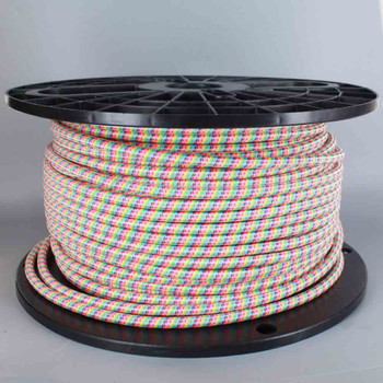 16/3 SJT-B Rainbow Pattern Nylon Fabric Cloth Covered Lamp and Lighting Wire.