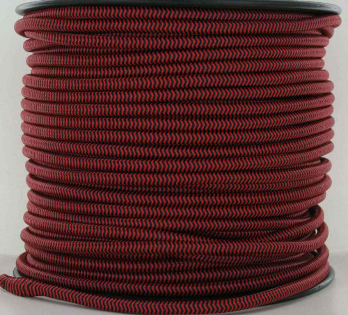 16/3 SJT-B Red/Black Zig-Zag Pattern Nylon Fabric Cloth Covered Lamp and Lighting Wire.