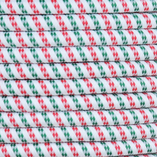 18/3 SVT-B Red/White/Green Swirl Pattern Nylon Fabric Cloth Covered Pendant And Table Lamp Wire