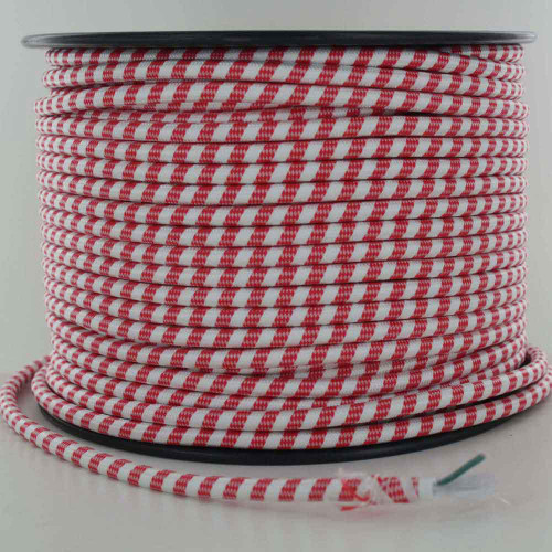 18/3 SVT-B Red And White Candy Cane Swirl Nylon Fabric Cloth Covered Pendant And Table Lamp Wire