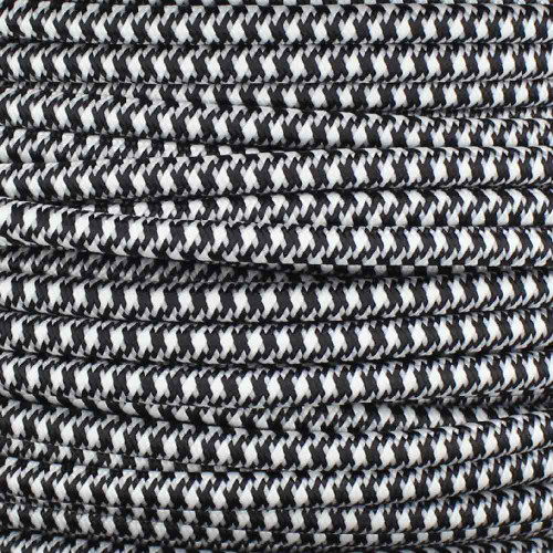16/3 SJT-B Black/White Hounds Tooth Pattern Nylon Fabric Cloth Covered Lamp and Lighting Wire.