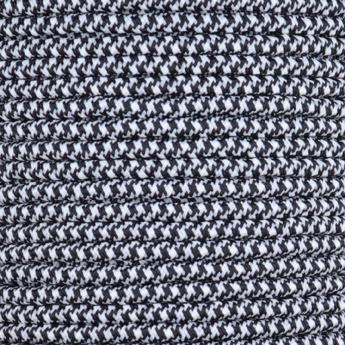 Black/White Hounds Tooth Pattern 18/3 Bungalow Style Twisted AWM Wire with Fabric Cloth Over braid.