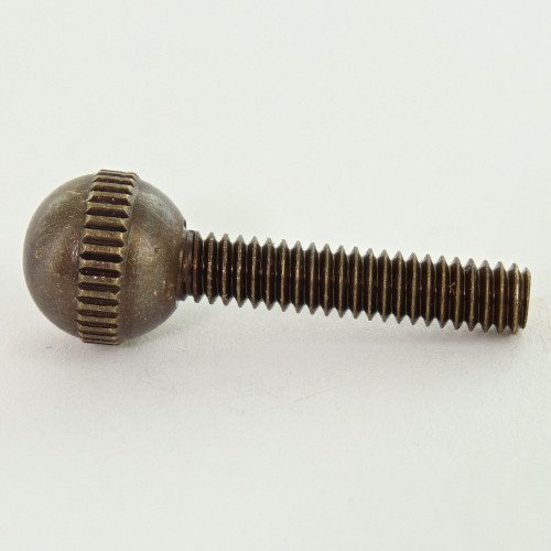 3/4in. Long 8/32 Thread Antique Brass FInish Knurled Ball Head Screw