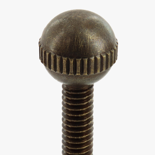 3/4in. Long 8/32 Thread Antique Brass FInish Knurled Ball Head Screw