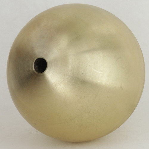 100mm (4in) Diameter Cast Brass Hollow Ball Sphere with 1/8ips (7/16in) Slip Through Top Hole and 10.5mm (0.413in) Bottom Hole. Approximately 0.2in Thickness. For use with BBCS100PLUG 10.5mm Ball Plug