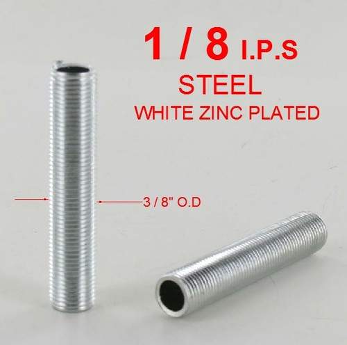 1in. x 1/8ips. Threaded Zinc Plated Steel Hollow Nipple