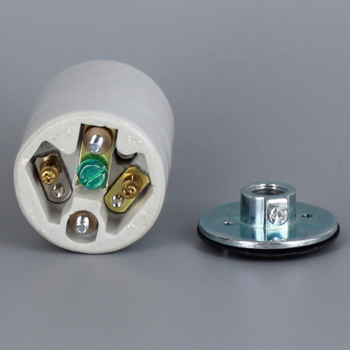 E-26 Base Porcelain Lamp Socket - Damp Location Rated - White