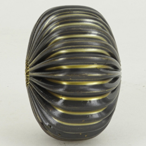 2in Diameter Ribbed Ball with 1/8ips Slip Through Hole - Unfinished Brass