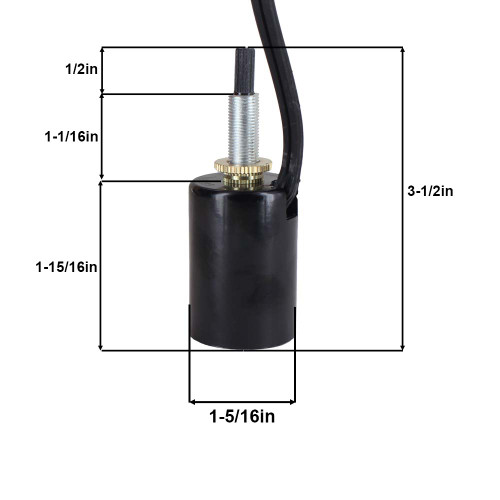 2pc. PHENOLIC HUSK ON-OFF BOTTOM TURN SOCKET PRE-WIRED WITH 8ft BLACK SPT-2 POWERCORD.