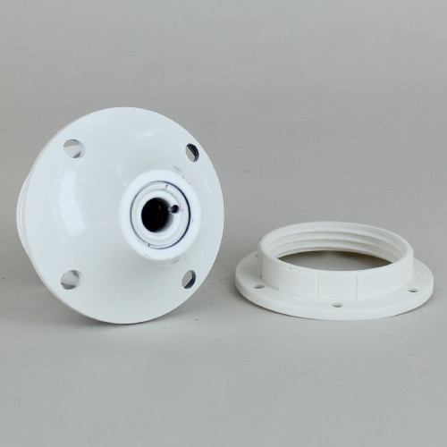 White E-26 Base Phenolic Threaded Pendant Style Socket with 1/8ips. Cap and Shade Ring