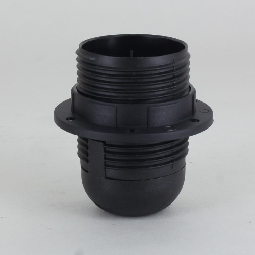 E-12 Black Fully Threaded Skirt Thermoplastic Lamp Socket Shade Ring and 1/8ips Threaded Cap