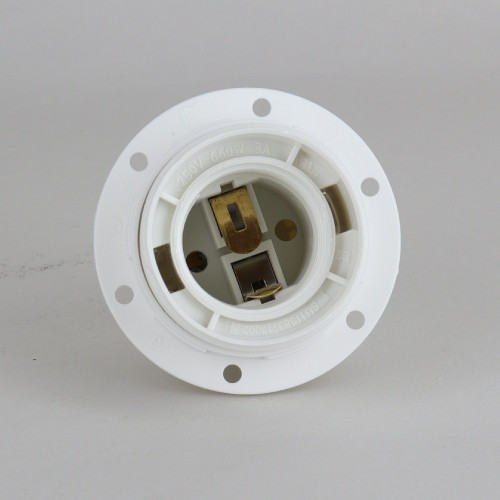 E-26 White Fully Threaded Skirt Thermoplastic Lamp Socket Includes Shade Ring