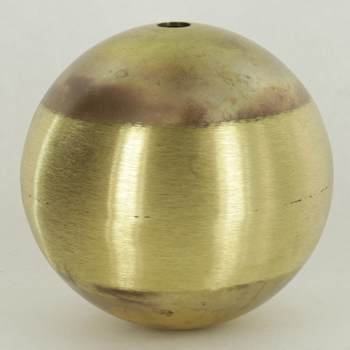 4in. Hollow Soldered Unfinished Brass Ball with a 1/8ips Slip Through (7/16in) Hole. This Ball measures 4 inches in Diameter and is not threaded.