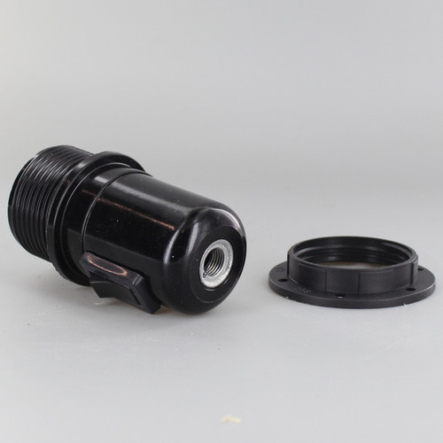 Black E-26 Phenolic Toggle Switch Socket Threaded with Shoulder and Ring