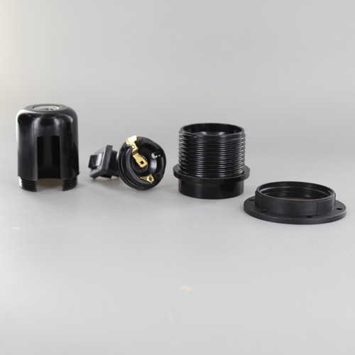 Black E-26 Phenolic Toggle Switch Socket Threaded with Shoulder and Ring