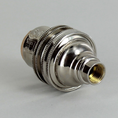 Polished Nickel Finish E-12 Threaded Socket with Shade Ring and Porcelain Interior and Captive Ring