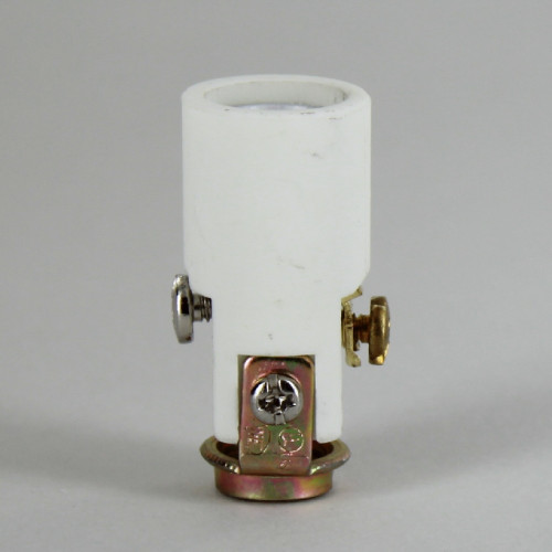 Polished Nickel Finish E-12 Threaded Socket with Shade Ring and Porcelain Interior and Captive Ring