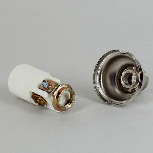E-12 Socket with Porcelain Interior - Polished Nickel Finish