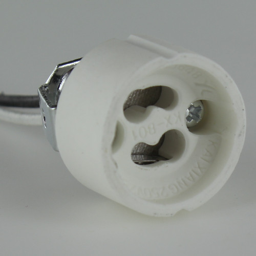 GU10 Porcelain Round Socket with 1/8ips. Mounting Hickey and 72in. Long Teflon Leads