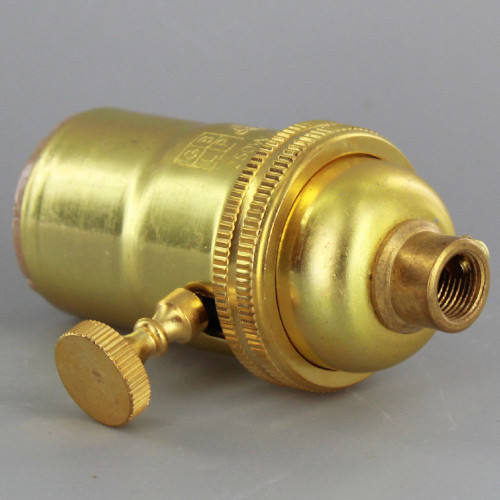 Aluminum E-26 3-Way Rotary Knob Socket with 1/8ips. Female Cap - Polished Gilt Finish