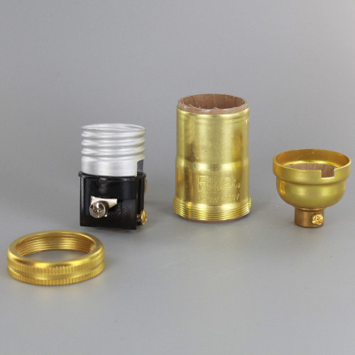 Aluminum E-26 3-Way Rotary Knob Socket with 1/8ips. Female Cap - Polished Gilt Finish