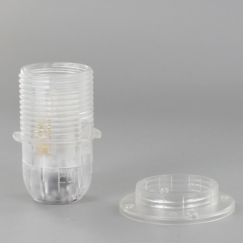 E12 Clear Threaded Skirt with Shoulder Thermoplastic Transparent Lamp Socket. 1/8ips Thread.