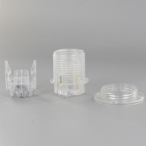 E12 Clear Threaded Skirt with Shoulder Thermoplastic Transparent Lamp Socket. 1/8ips Thread.