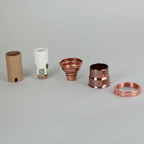 E-12 Socket with Porcelain Interior - Polished Copper Finish