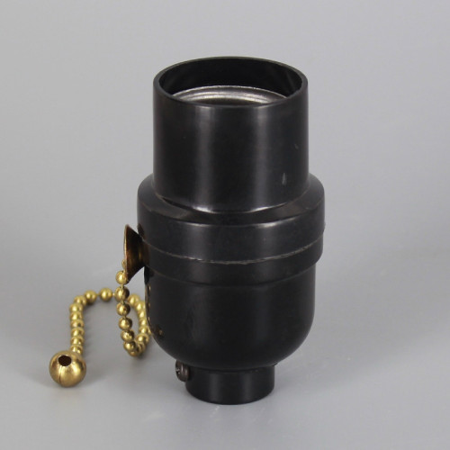 Leviton - E-26 Base Phenolic Brass Pull Chain Socket with Ball Ornament and 1/8ips. Bottom