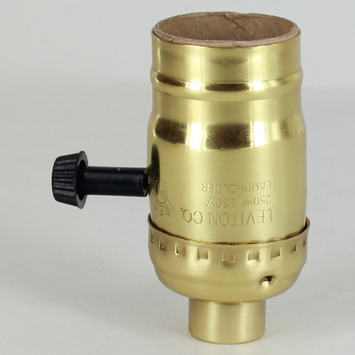 Leviton - Polished Brass E-26 Single Turn Knob Socket with 1/4ips. Cap