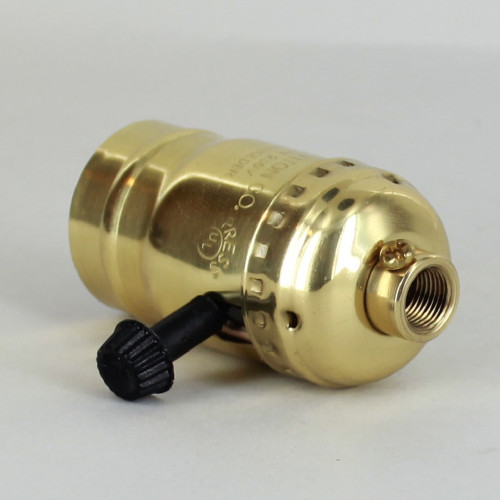 Leviton - Polished Brass 3-Way Turn Knob Socket with 1/8ips. Female Cap and Set Screw