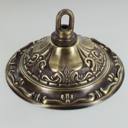 1-1/16in Center Hole - Cast Brass Victorian Canopy Kit - Antique Brass Finish