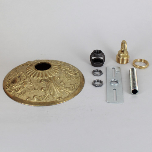 1-1/16in Center Hole - Cast Brass Rococo Canopy Kit - Unfinished Brass