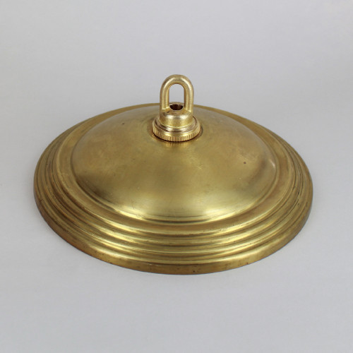 1-1/16in Center Hole - 7in Spun Stepped Canopy Kit - Unfinished Brass