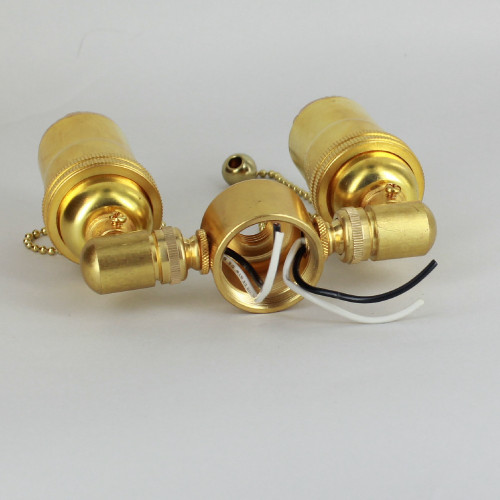 12in. Bottom Stem Unfinished Brass Pull Chain Cluster
