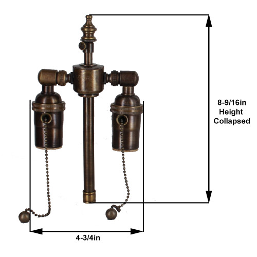 5in. Bottom Stem Unfinished Brass Pull Chain Cluster