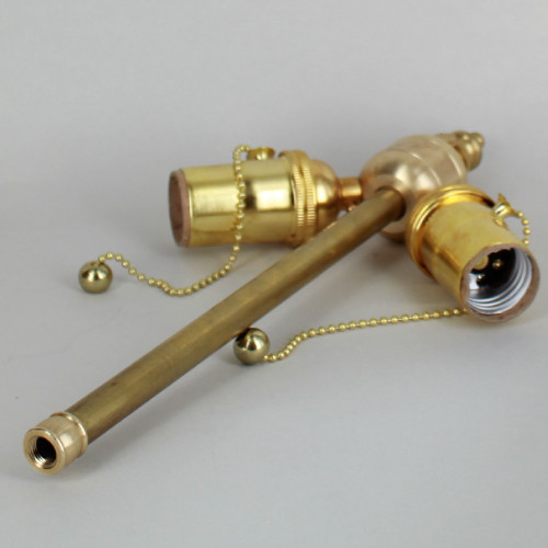 9in. Bottom Stem Unfinished Brass Pull Chain PA Cluster