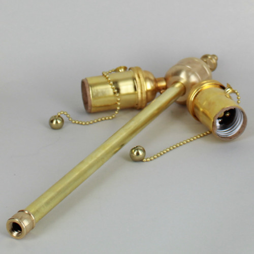 11in. Bottom Stem Unfinished Brass Pull Chain PA Cluster