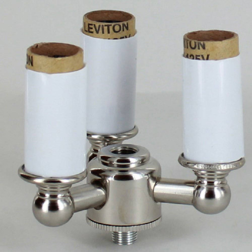 3-Light Lantern Style Cluster Kit with E-12 Base Candle Sockets - Polished Nickel Finish