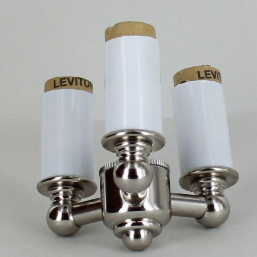 3-Light Lantern Style Cluster Kit with E-12 Base Candle Sockets - Polished Nickel Finish