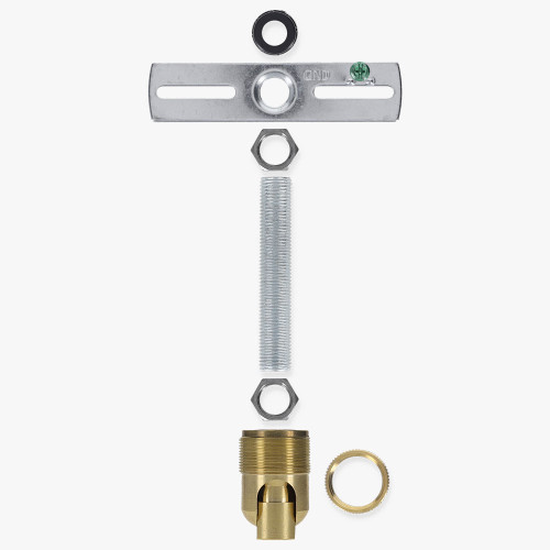 1/8ips. Female Bottom X 1/4ips. Female Top 90 Degree Hang Straight Kit - Unfinished Brass
