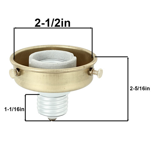 2-1/4in. Unfinished Brass Screw In Holder with Porcelain Two Piece E-26 socket