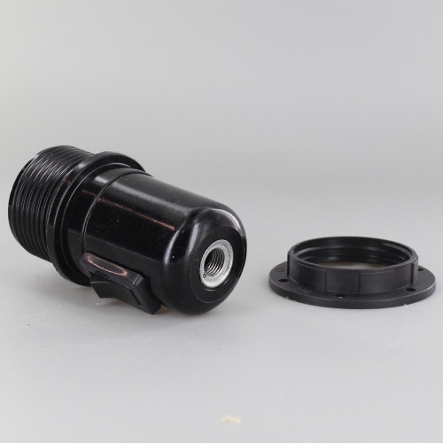 E27 Black Threaded Skirt with Shoulder Rest Toggle Switch Lamp Holder with 1/8ips Threaded Cap