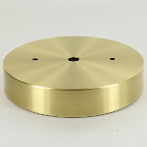 2-3/4in Bar Holes - Flat Brass Canopy - Brushed Brass Finish-With 1/8ips Slip (7/16in) Center Hole And 2-3/4 Mounting Bar Holes.