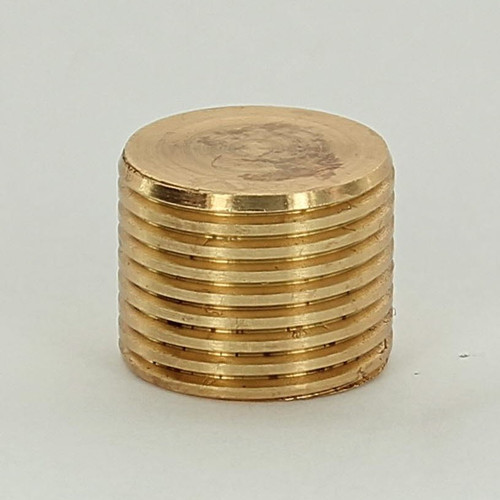 3/8ips Male X 1/4ips Female Threaded Flat Brass Cap. Reducing Threaded Cap Measures 5/8in Diameter X 1/2in Height