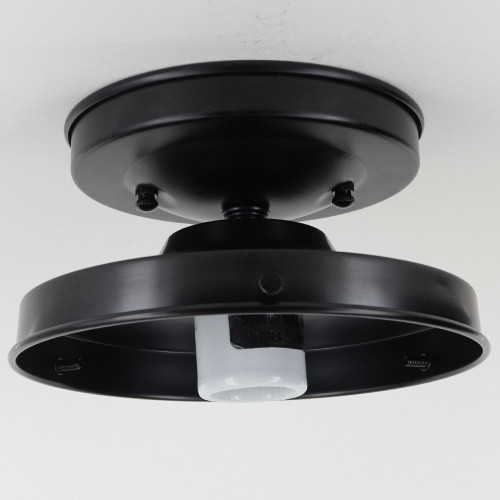 6in. Fitter Semi-Flush Lighting Fixture - Black - UL Listed, Assembled in USA.
