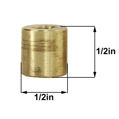 1/4-27 Threaded - 1/2in Diameter X 1/2in Height Brass Coupling