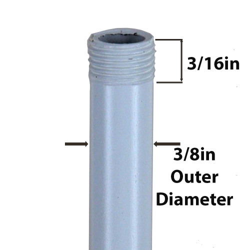 10in Long X 1/8ips (3/8in OD) Male Threaded White Powder Coated Steel Pipe