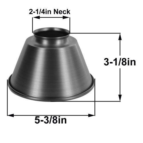 5-3/8in. Small Polished Nickel Finish Cone Shade with 2-1/4in. Neck