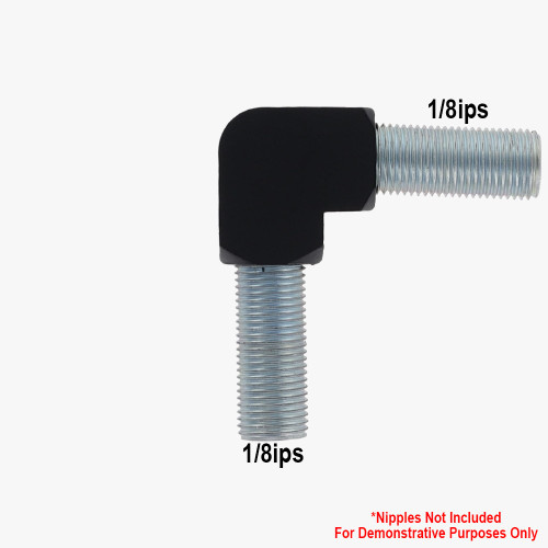 1/8ips Threaded - Rounded Brass 90 Degree Armback - Black.